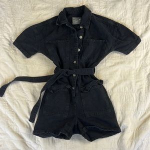 Black jean romper